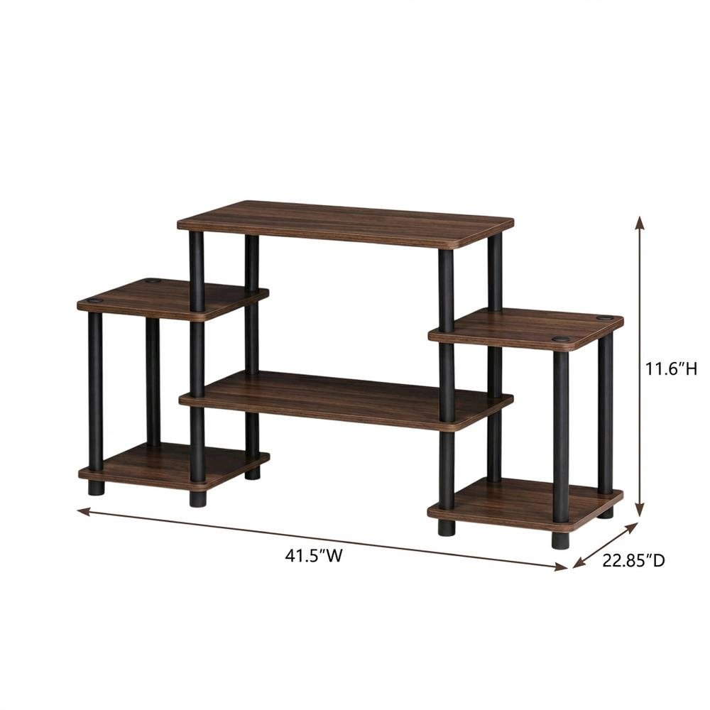 Dark Walnut Furinno No Tools Entertainment Center with Spacious Storage. Picture 7