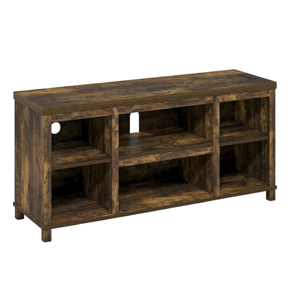 Wooden 3-Tier Entertainment Center for TV up to 55 Inch, USB Ports, Power Outlet. Picture 1