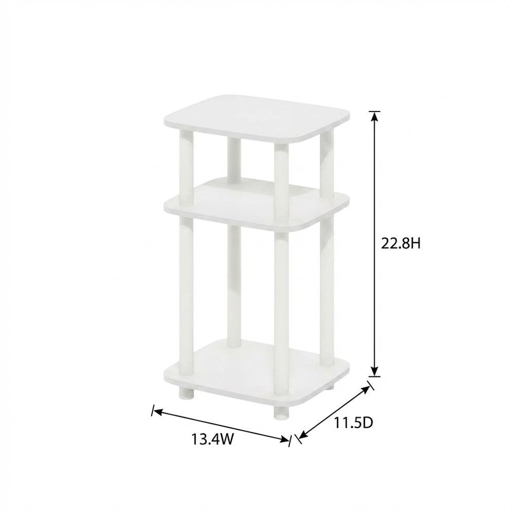 White 3-Tier Curve End Table with Modern Design and Stable Construction. Picture 7