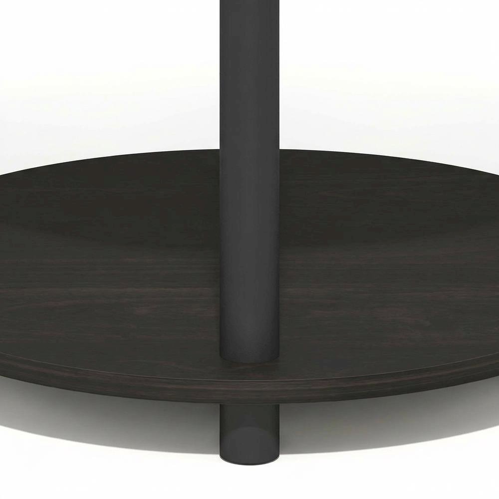 Espresso 3-Tier Oval Nightstand with Open Shelving Bedside Table. Picture 6