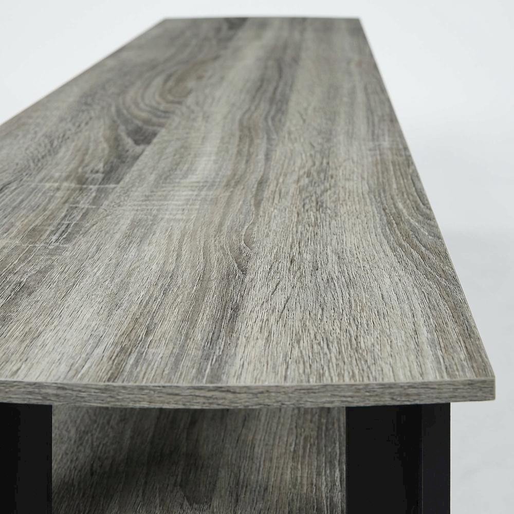 Black and French Oak TV Stand with Composite Wood Construction for Living Room. Picture 5