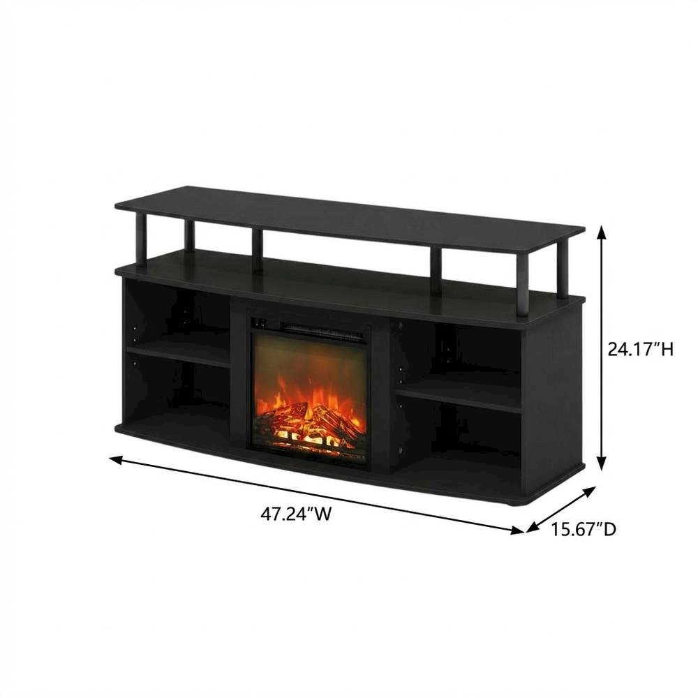 Brown open shelving entertainment center, ample TV storage, up to 55 inches. Picture 7