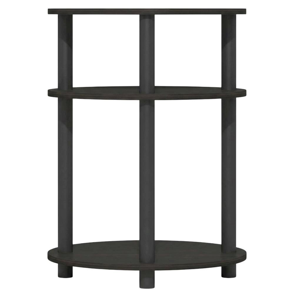 Espresso 3-Tier Oval Nightstand with Open Shelving Bedside Table. Picture 4