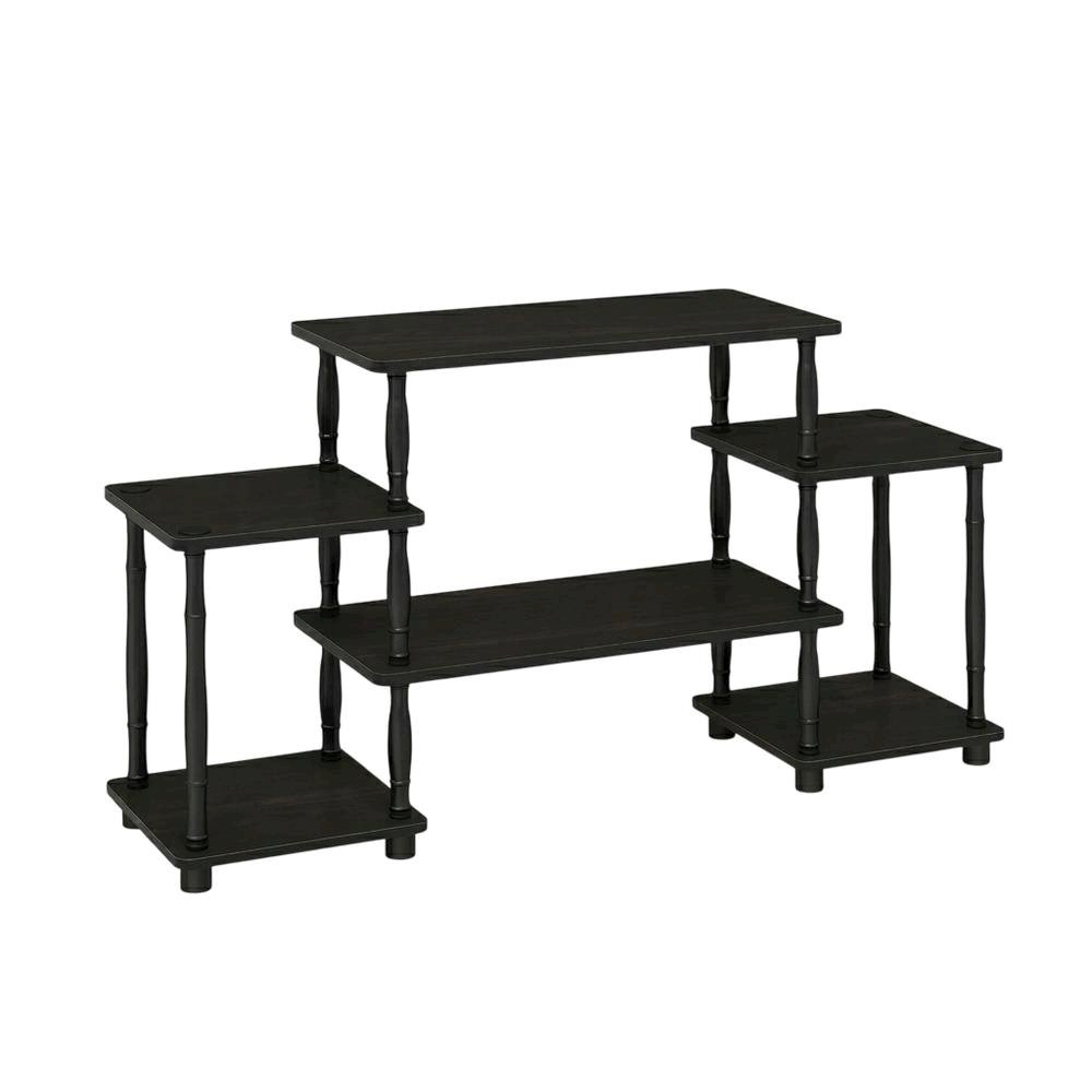 Espresso and Black Entertainment Center with Bamboo Tubes, Modern Design. Picture 1