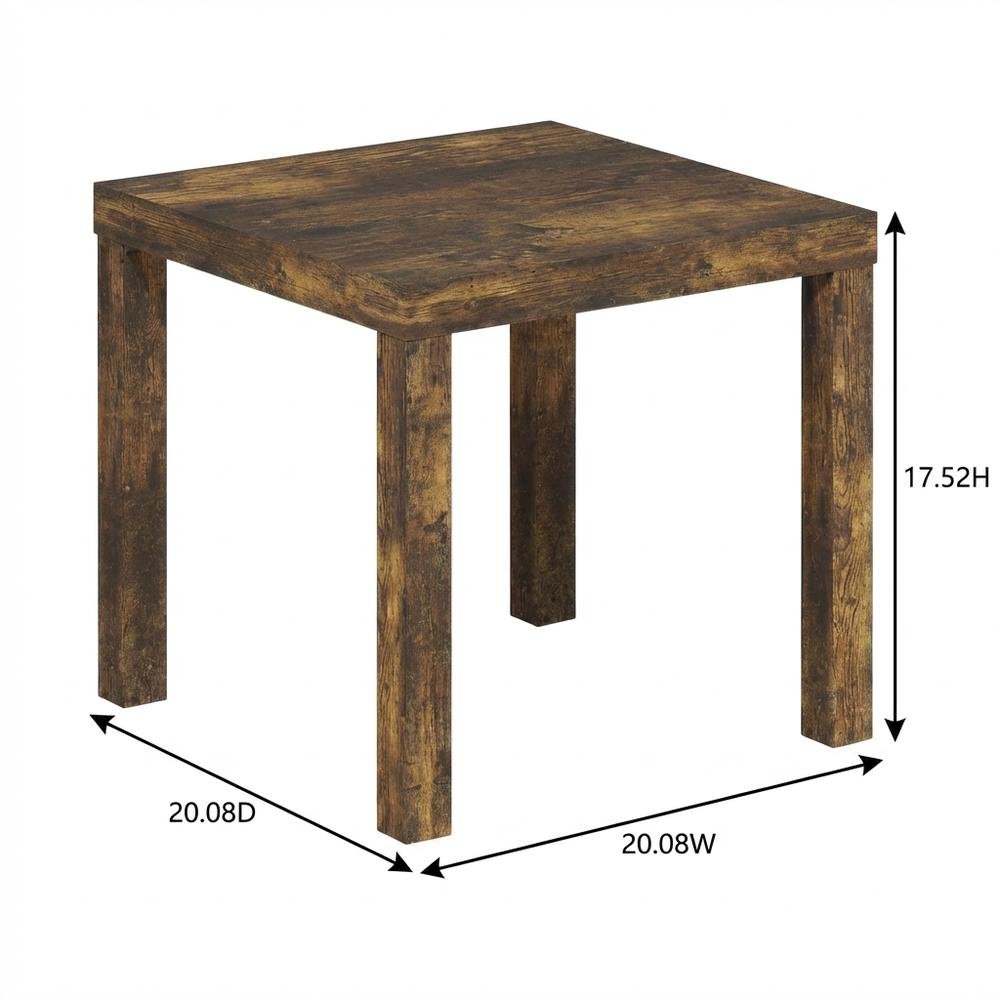 Amber Pine Finish Square End Table with Modern Minimalist Design. Picture 7