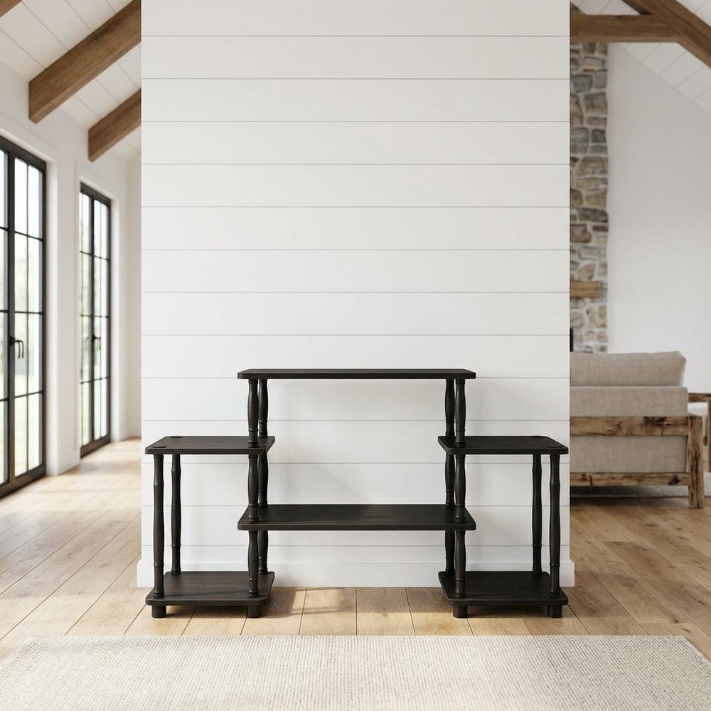 Espresso and Black Entertainment Center with Bamboo Tubes, Modern Design. Picture 2