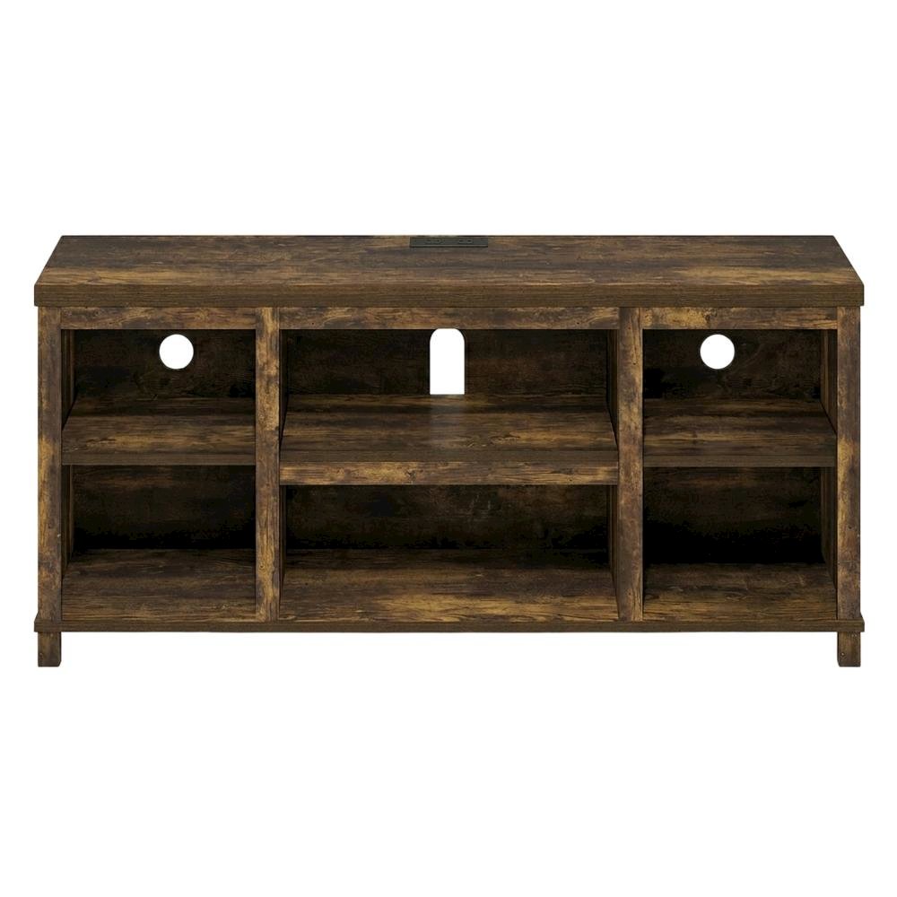 Wooden 3-Tier Entertainment Center for TV up to 55 Inch, USB Ports, Power Outlet. Picture 4