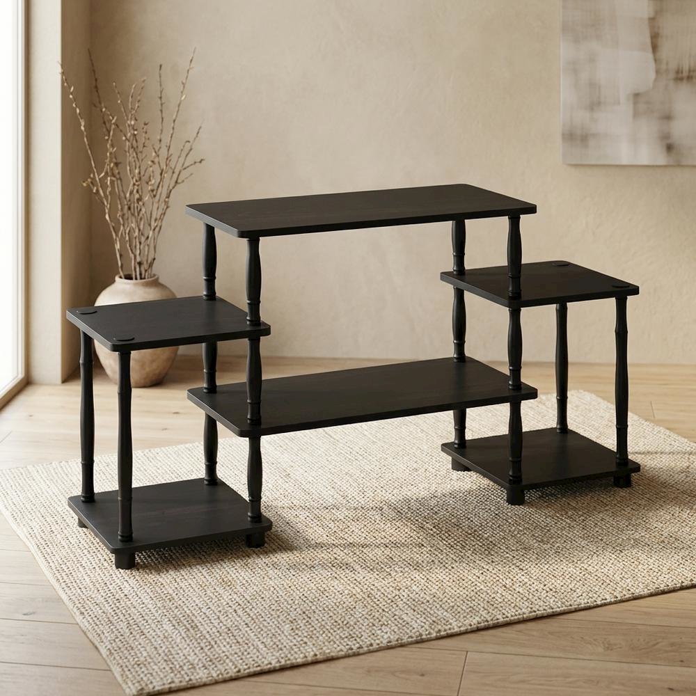 Espresso and Black Entertainment Center with Bamboo Tubes, Modern Design. Picture 3