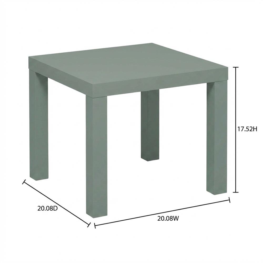 Sage Green Square End Table with Thick Top and Modern Design. Picture 7