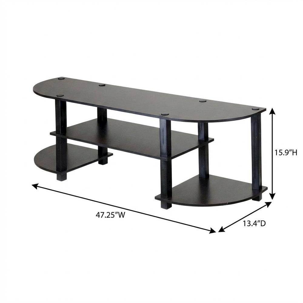 Wide TV Entertainment Center in Espresso/Black, Durable Composite Wood. Picture 3