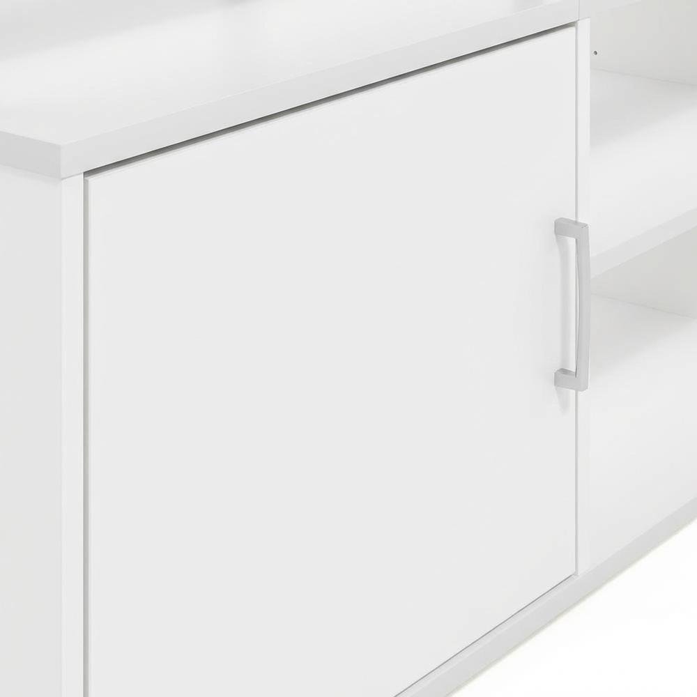 Wood TV Stand for 70 Inch Screens in White and Black with Modern Design. Picture 5