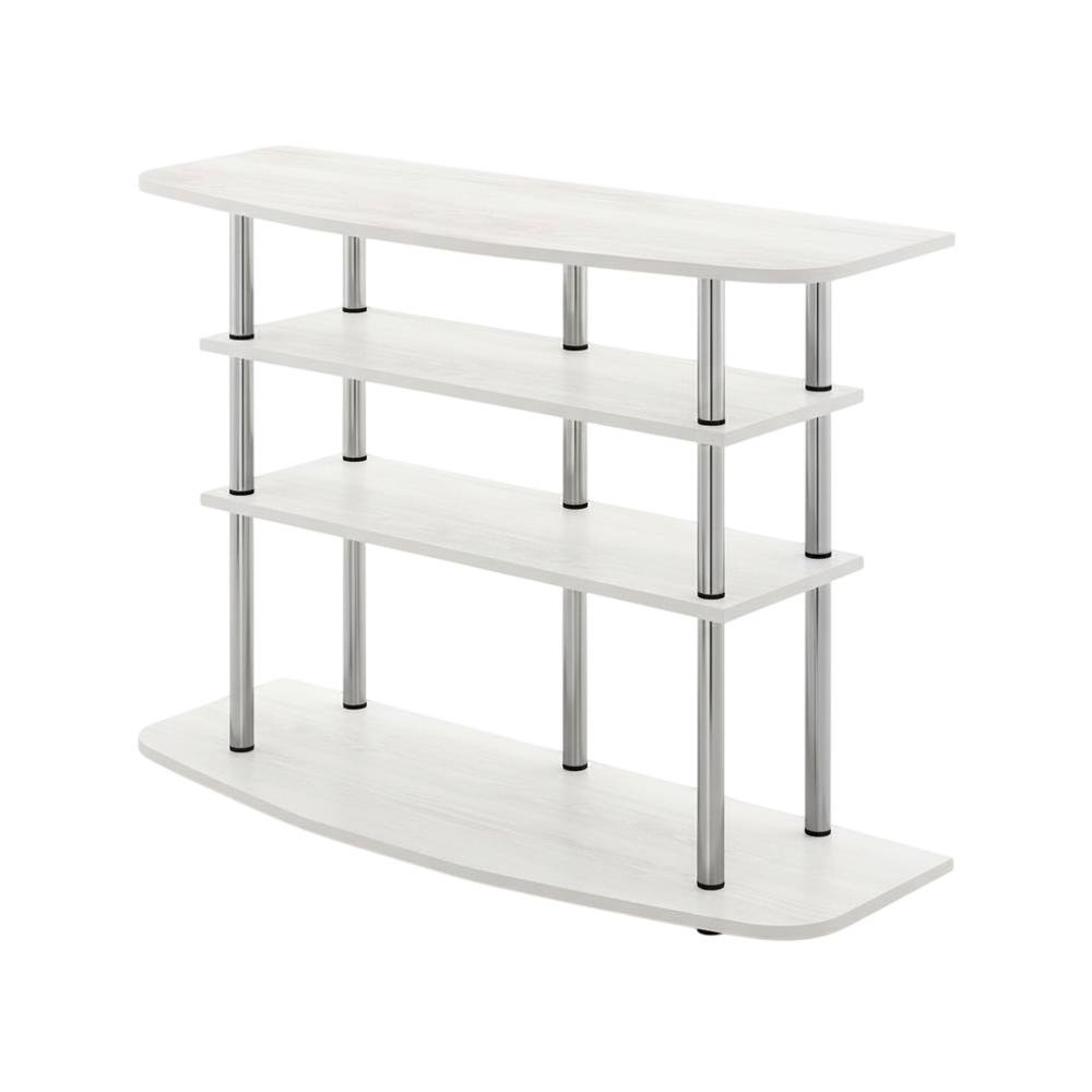 White Oak 4-Tier TV Stand with Wood Store Display for up to 46-inch Screens. Picture 1