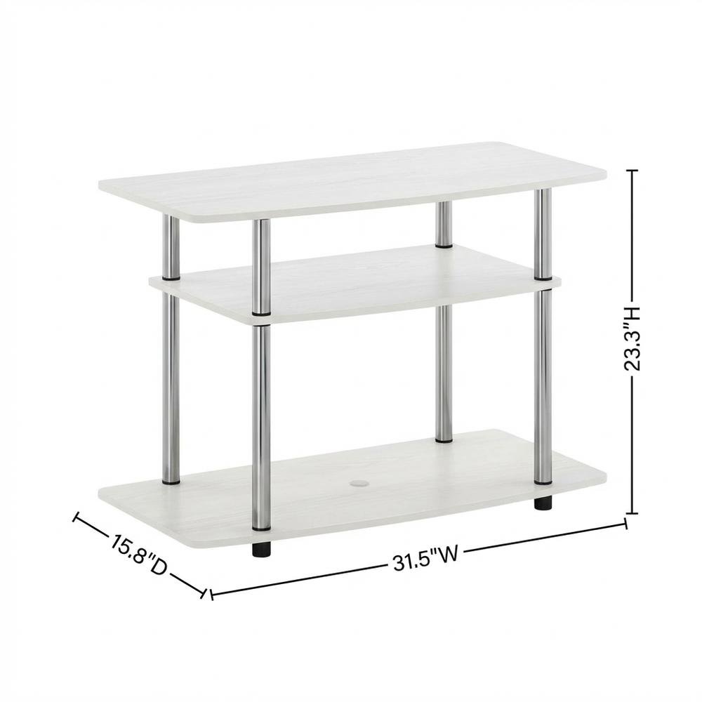 White Oak/Chrome TV Stand with 3-Tier Shelving and Wooden Construction. Picture 7