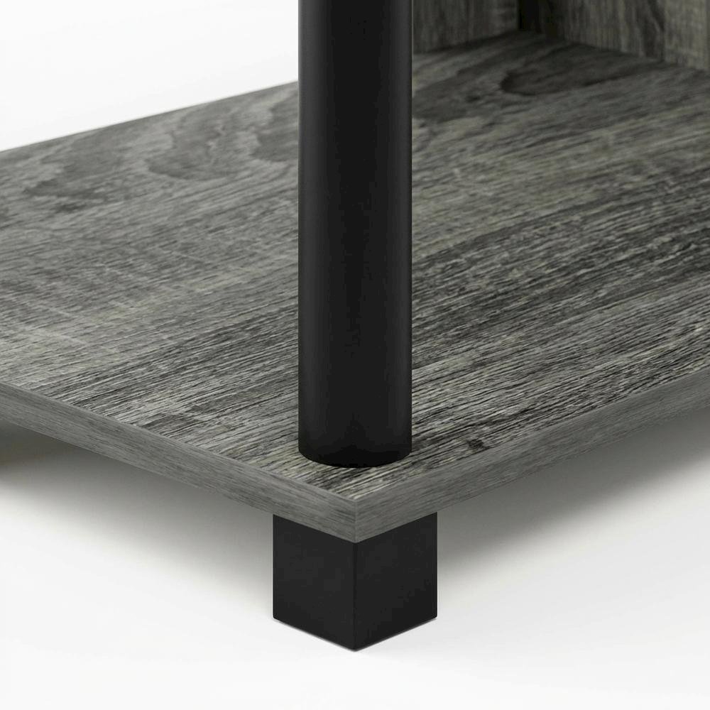Wood TV stand in French Oak Grey, Black, three tiers, up to 50-inch TVs. Picture 6