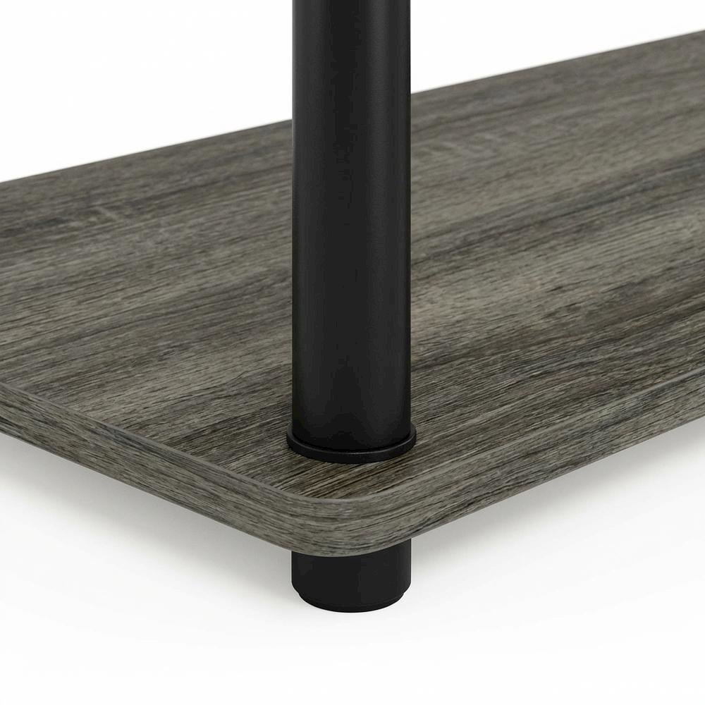 Modern Entertainment Center in French Oak Grey and Black with Spacious Storage. Picture 6