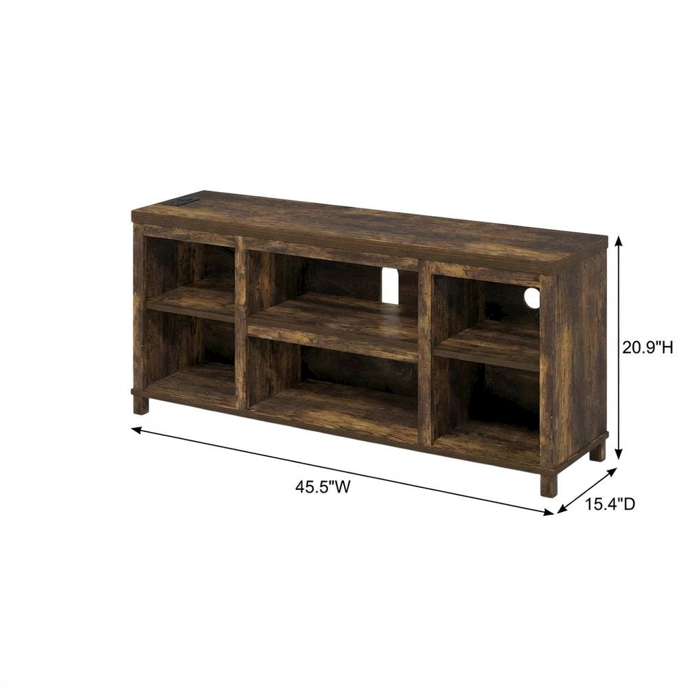 Wooden 3-Tier Entertainment Center for TV up to 55 Inch, USB Ports, Power Outlet. Picture 7