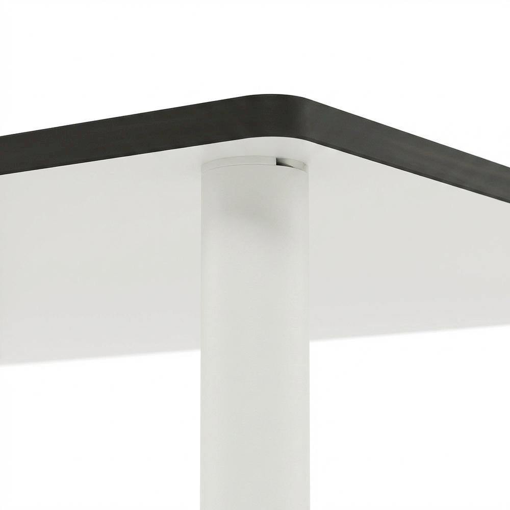 Modern white coffee table with open shelf, 2-tier design and sleek style. Picture 6
