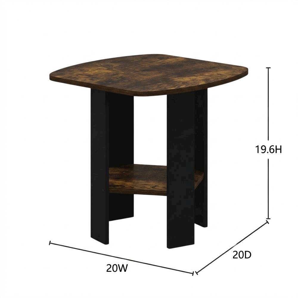 Amber Pine and Black Finish Accent End Table for Living Room. Picture 7