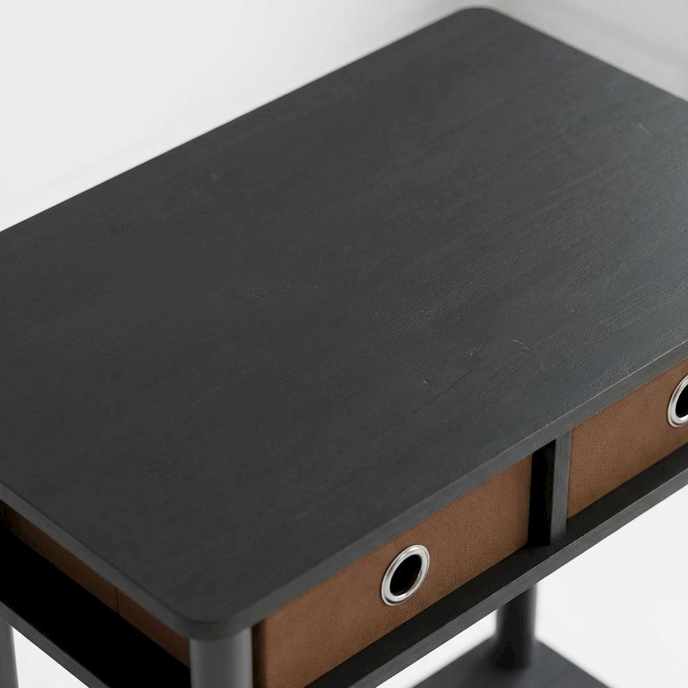 Espresso Hallway Console Table with Storage Bin and Modern Finish. Picture 6
