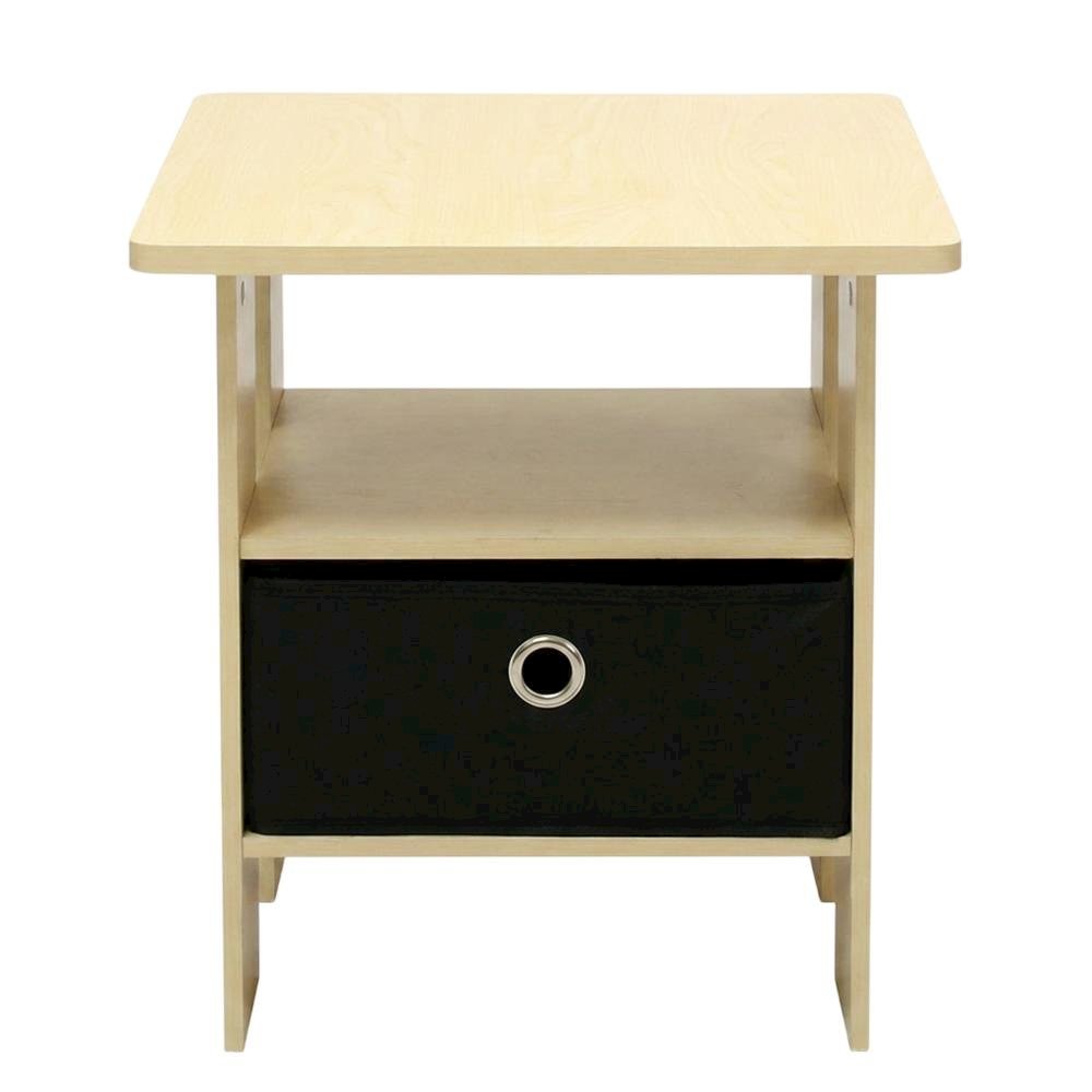 Steam Beech and Black Finish Nightstand with Bin Drawer for Bedroom. Picture 4
