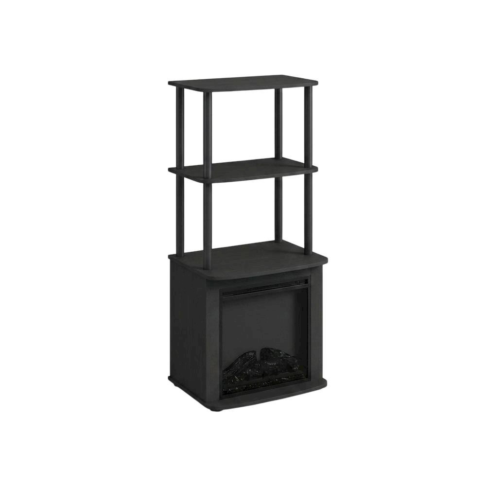 Black, Display Side Table, Open Shelf, Fireplace Ready. Picture 1