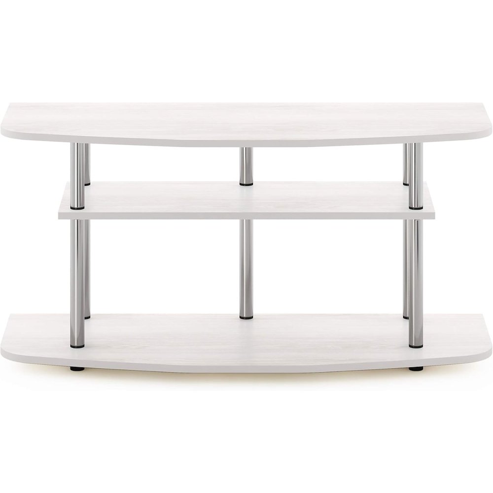 White Wood 50 Inch TV Stand with 3-Tier Shelves, Modern TV Console. Picture 1