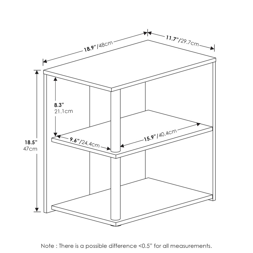 Furinno Romain 2-Tier End Table, French Oak/Black. Picture 3