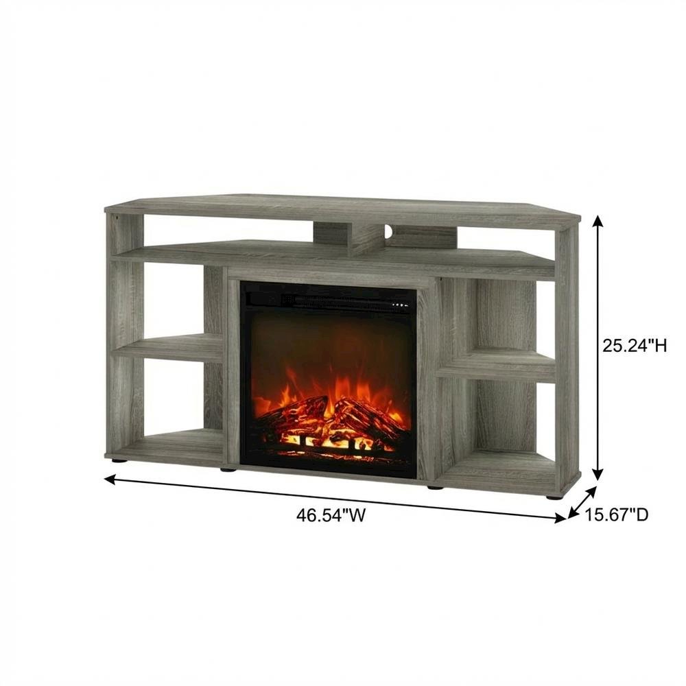 French Oak Grey TV Stand with Fireplace for Up to 55-Inch Screens. Picture 7