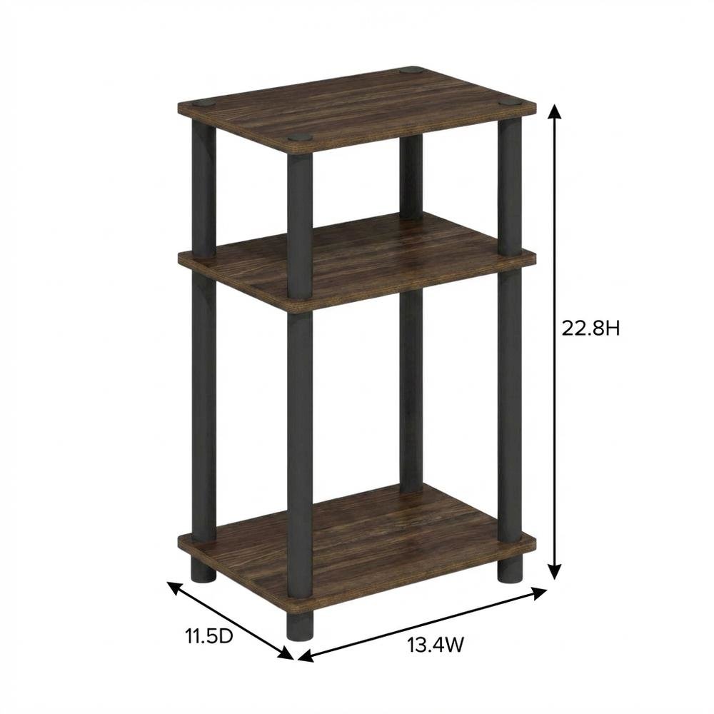 Brown Walnut 3-Tier Side & Night Stand with Modern Storage Design. Picture 7