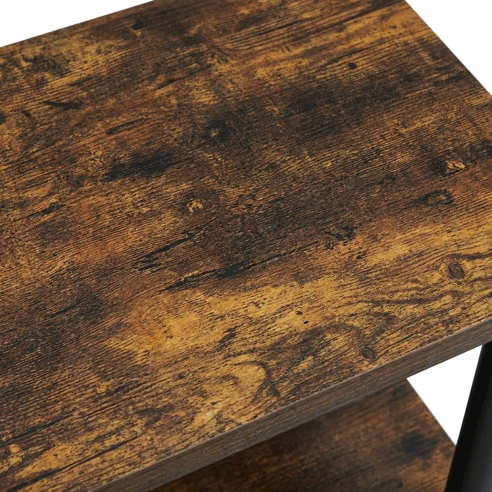 Amber Oak 3-Tier End Table with Multi-Level Storage and Modern Design. Picture 5