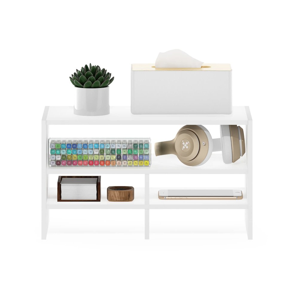 Furinno Hermite Desk Top Organizing Shelf Bookcase, White. Picture 6