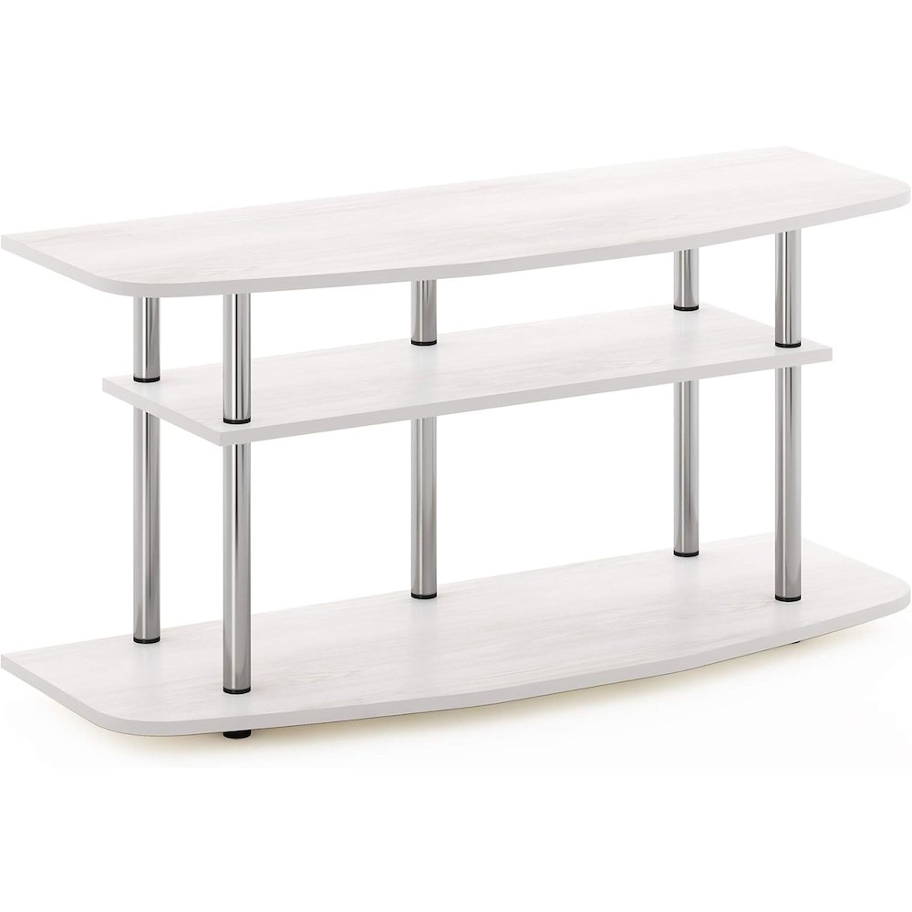 White Wood 50 Inch TV Stand with 3-Tier Shelves, Modern TV Console. Picture 5