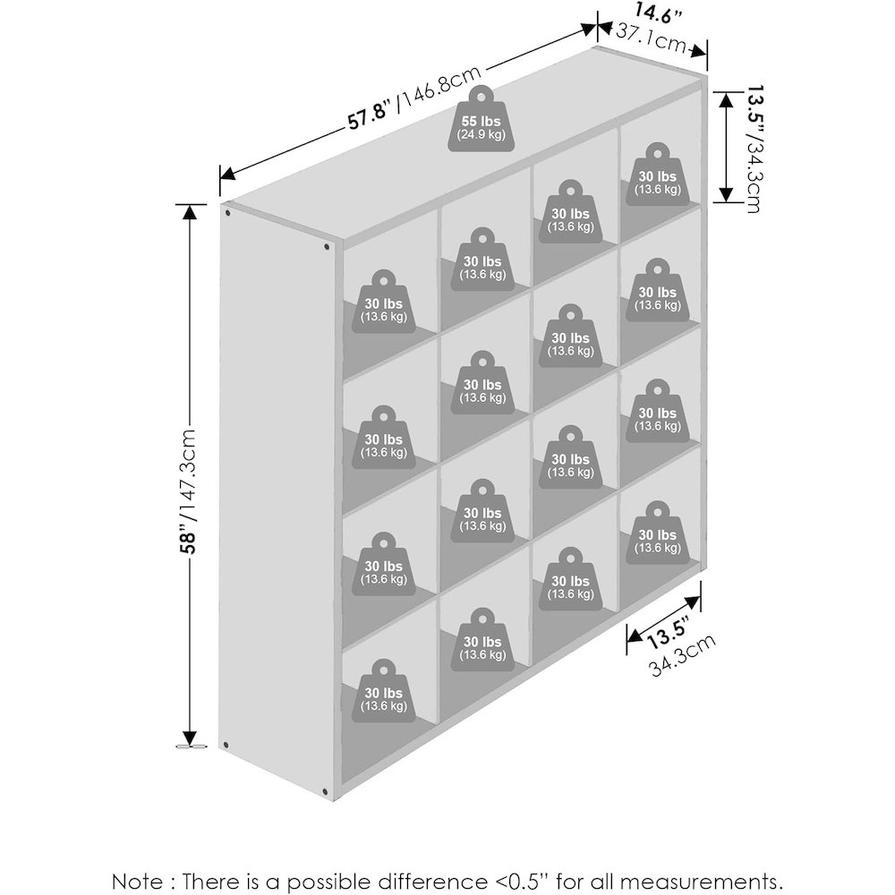 White Engineered Wood 16 Cube Storage Organizer with Open Back Shelves. Picture 7