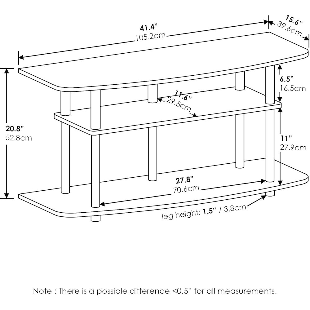 White Wood 50 Inch TV Stand with 3-Tier Shelves, Modern TV Console. Picture 6