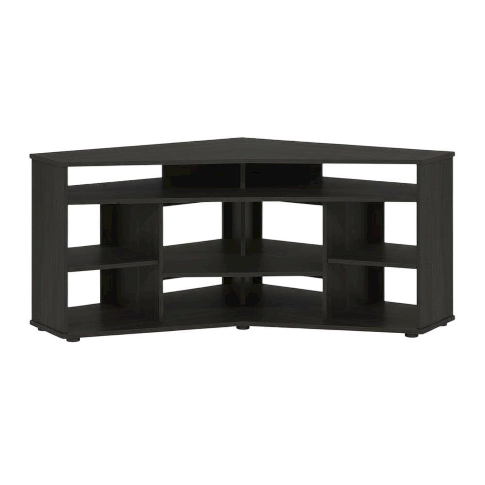 Brown corner TV stand, up to 55 inches, solid wood, walnut veneer finish. Picture 1