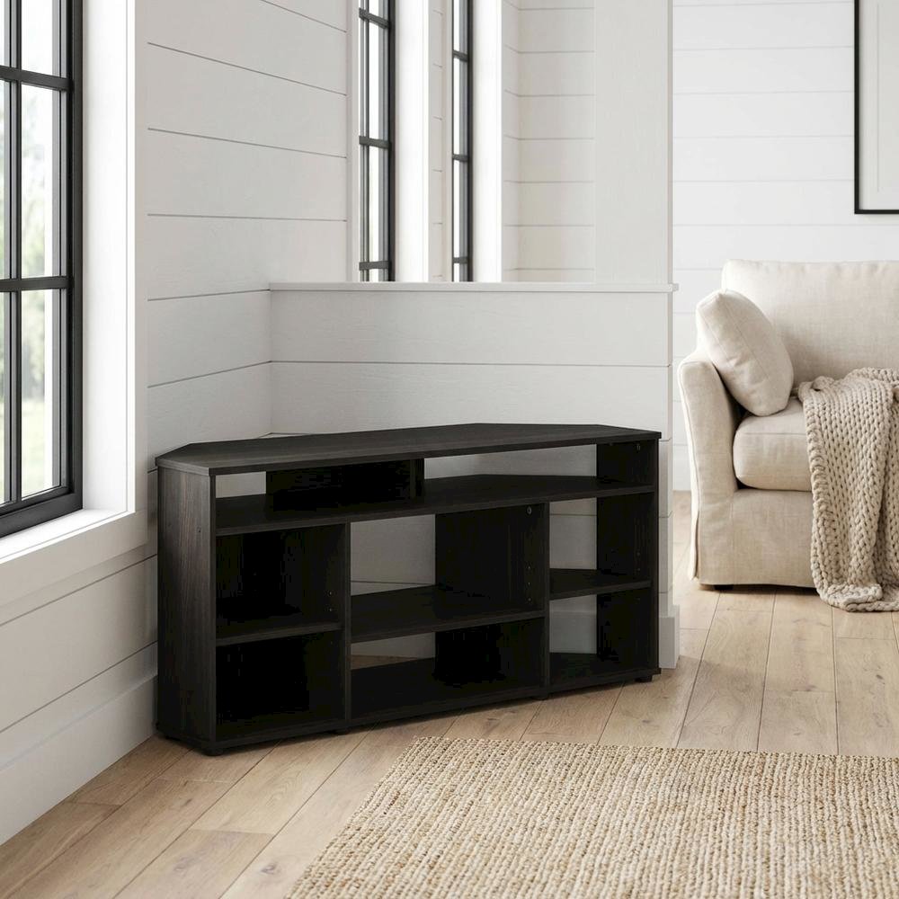 Brown corner TV stand, up to 55 inches, solid wood, walnut veneer finish. Picture 2