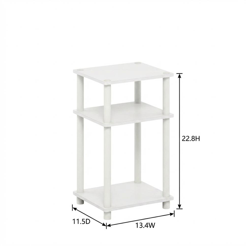 White 3-Tier Side Table with Modern End and Bedside Design. Picture 7