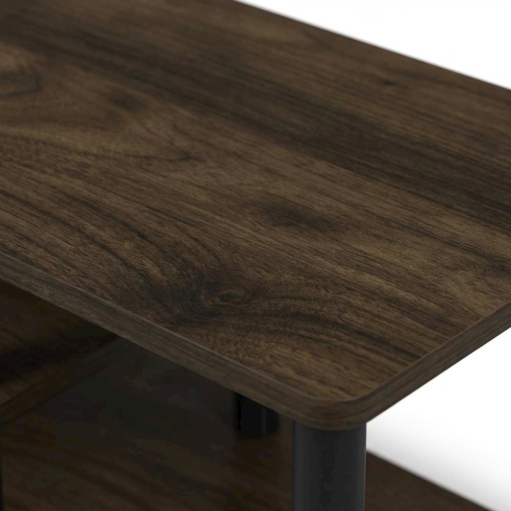 Walnut/Black TV Stand with 3-Tier Open Shelves and Modern Design. Picture 5