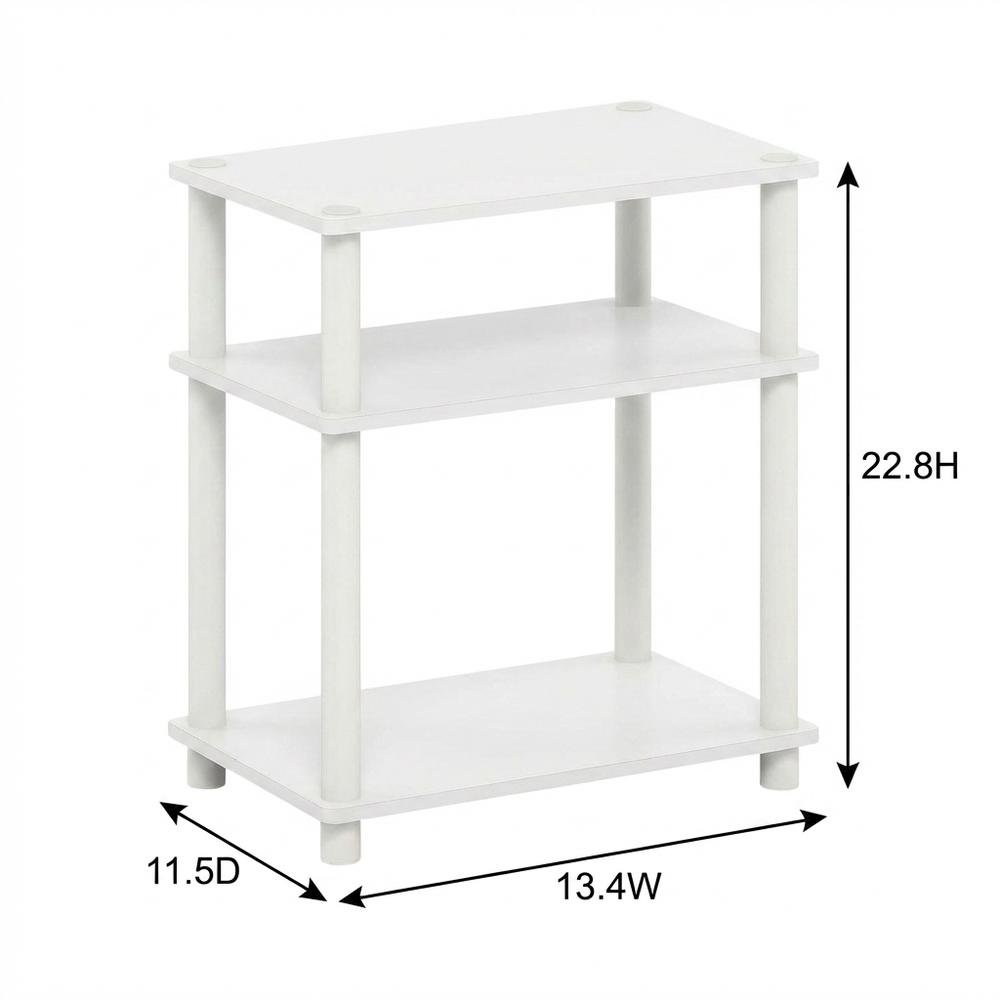 White 3-Tier End Table with Nightstand Design and Modern Storage. Picture 7