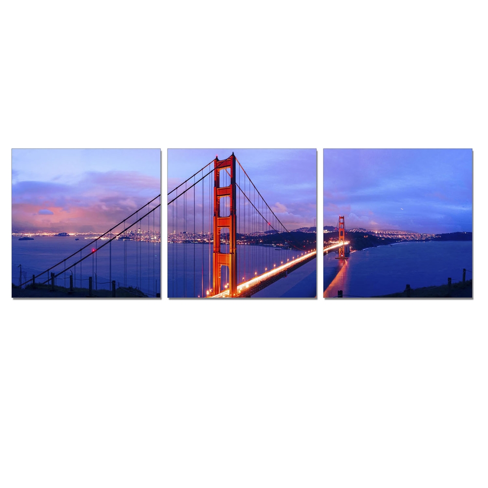 SENIK Golden Gate 3-Panel MDF Framed Photography Triptych Print, 72 x 24-in. Picture 1