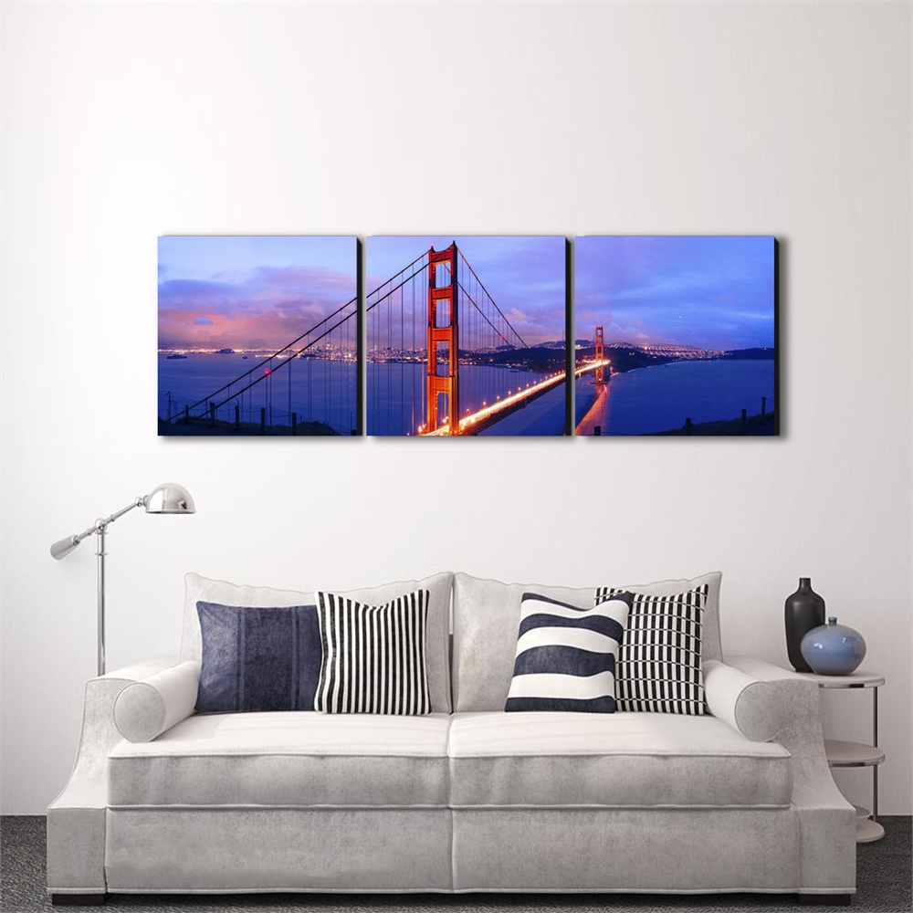 SENIK Golden Gate 3-Panel MDF Framed Photography Triptych Print, 72 x 24-in. Picture 3