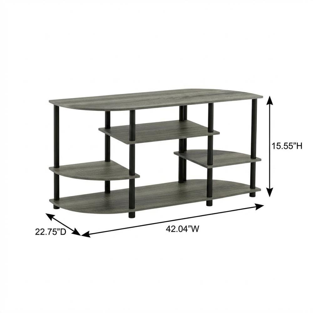 Corner TV stand in French Oak Grey/Black, durable composite wood, plastic. Picture 7