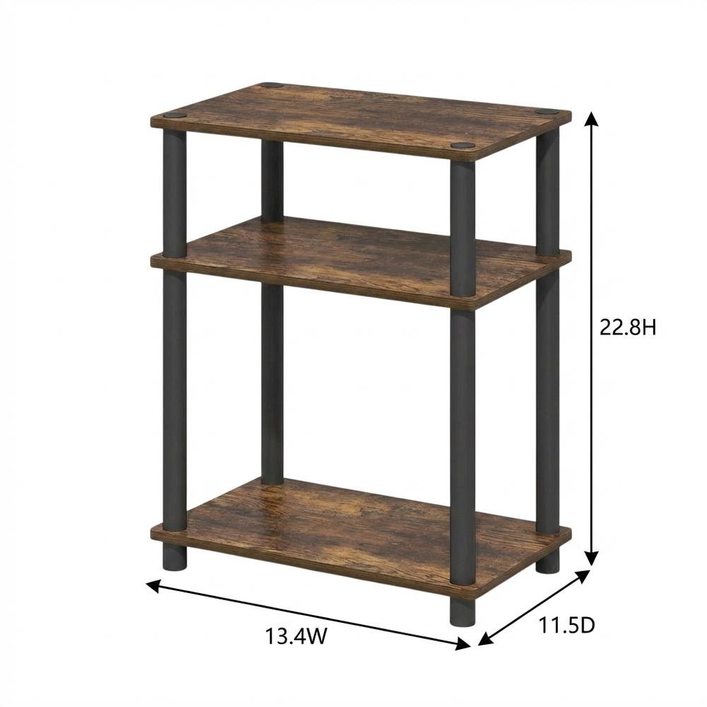 Amber Oak 3-Tier End Table with Multi-Level Storage and Modern Design. Picture 7
