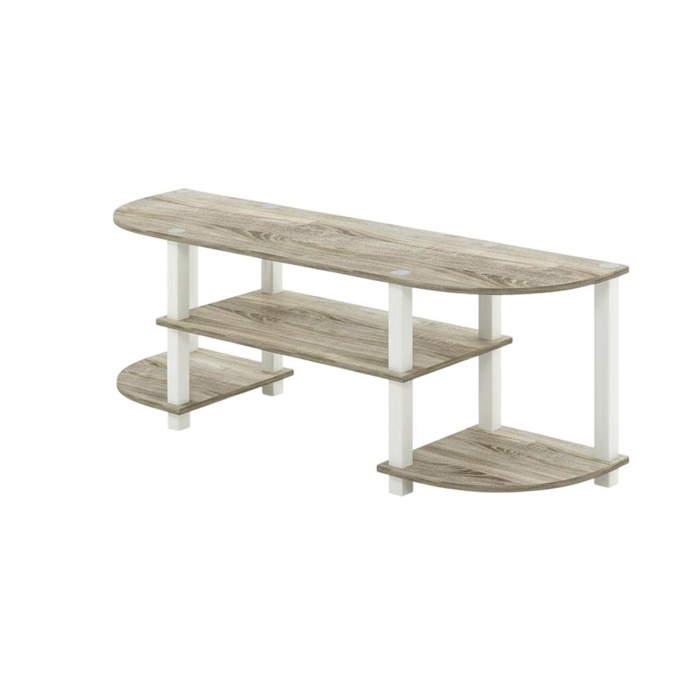 Wood TV Stand with Sonoma Oak/White Finish for Entertainment Center. Picture 1