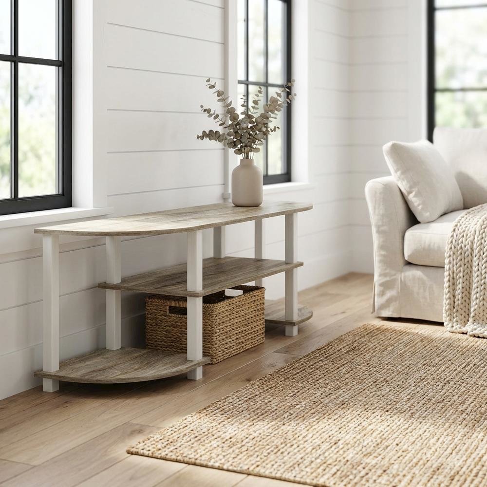 Wood TV Stand with Sonoma Oak/White Finish for Entertainment Center. Picture 2
