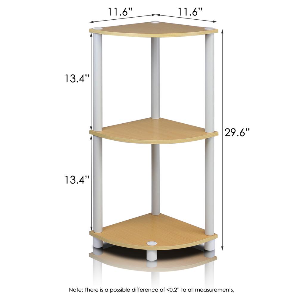 Furinno Turn-N-Tube 3-Tier Corner Display Rack Multipurpose Shelving Unit, Beech/White. Picture 3