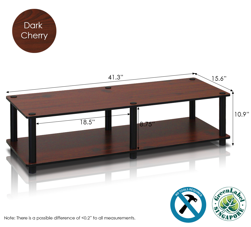 Just No Tools Wide TV Stand, Dark Cherry w/Black Tube. Picture 2