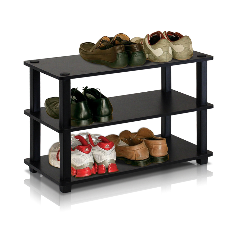 Turn-S-Tube 3-Tier Shoe Rack, Espresso/Black. Picture 1