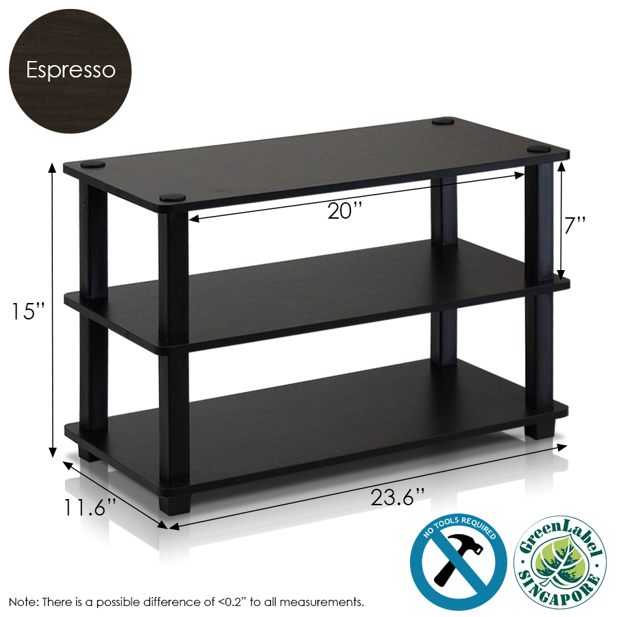Turn-S-Tube 3-Tier Shoe Rack, Espresso/Black. Picture 2