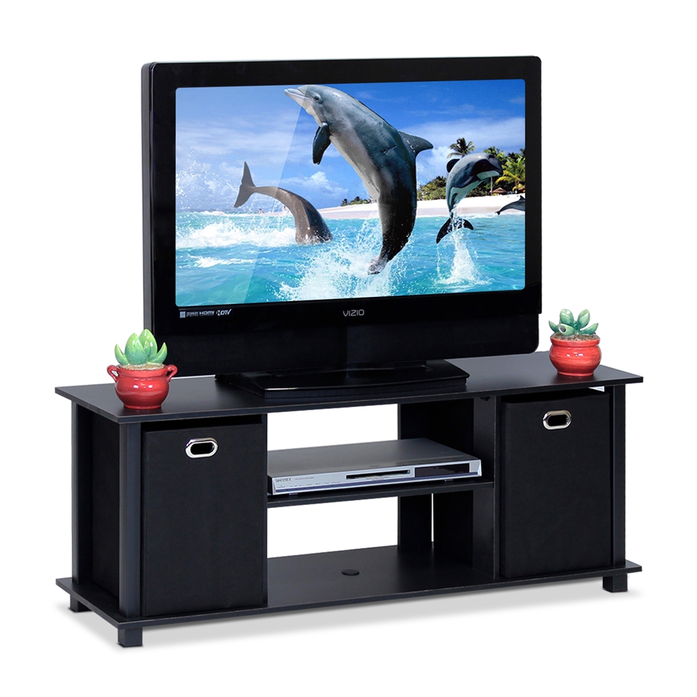 Econ Entertainment Center w/Storage Bins, Black. Picture 3
